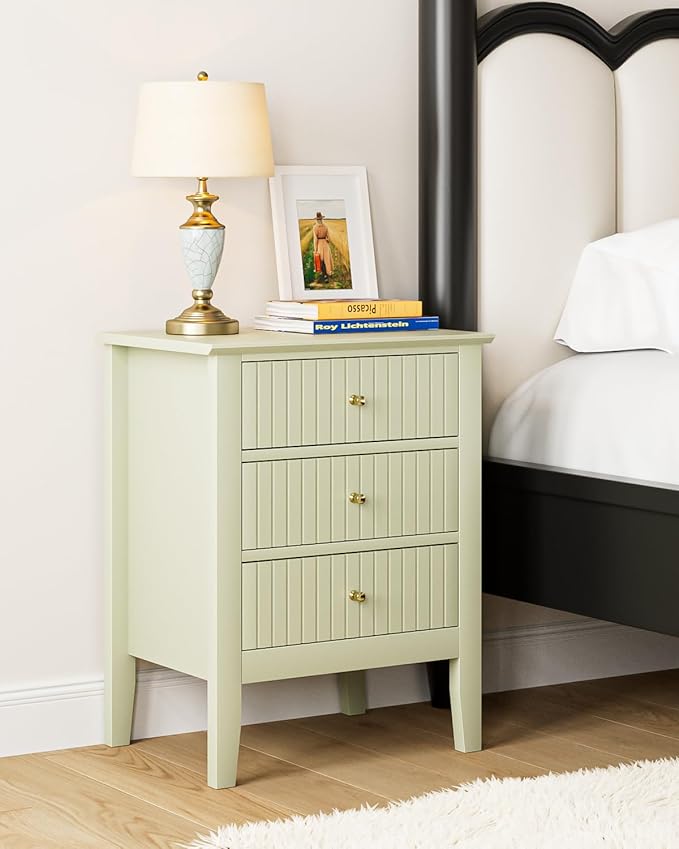 Fluted Nightstand, Farmhouse Night Stand by Unknown