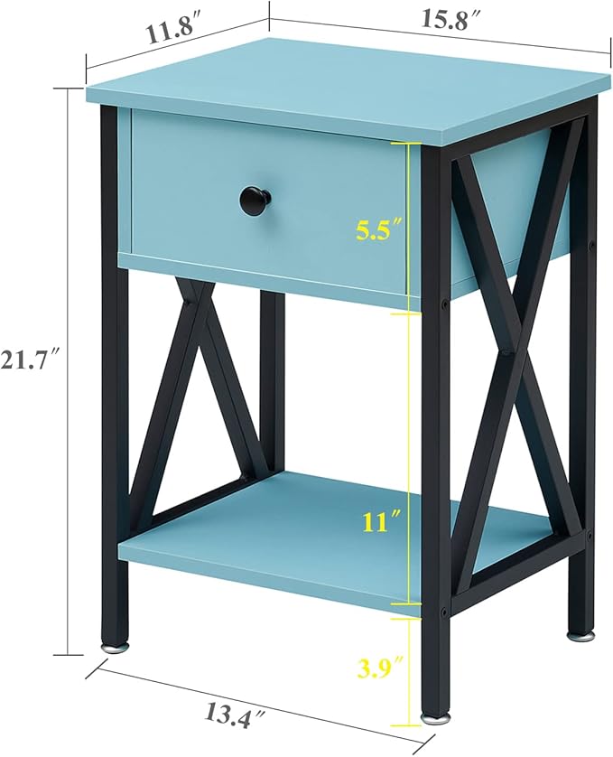 VECELO Nightstands Set of 2, Modern Bedside End Tables, Night Stands - Image 3