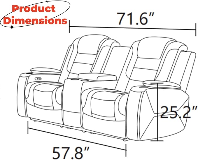 Loveseat Recliner Sofa, Reclining Loveseat Leather Couch - Image 2