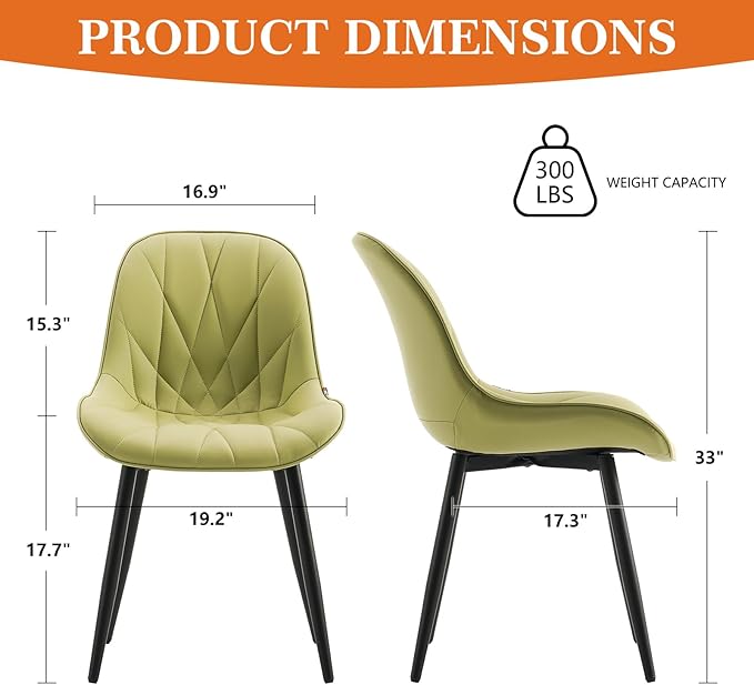 Rowill Modern Dining Chairs Set of 2 Upholstered Faux Leather Kitchen Chairs - Image 2