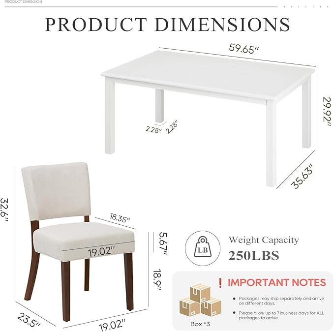 COLAMY 60 Inch Rectangular Kitchen Dining Table - Image 6