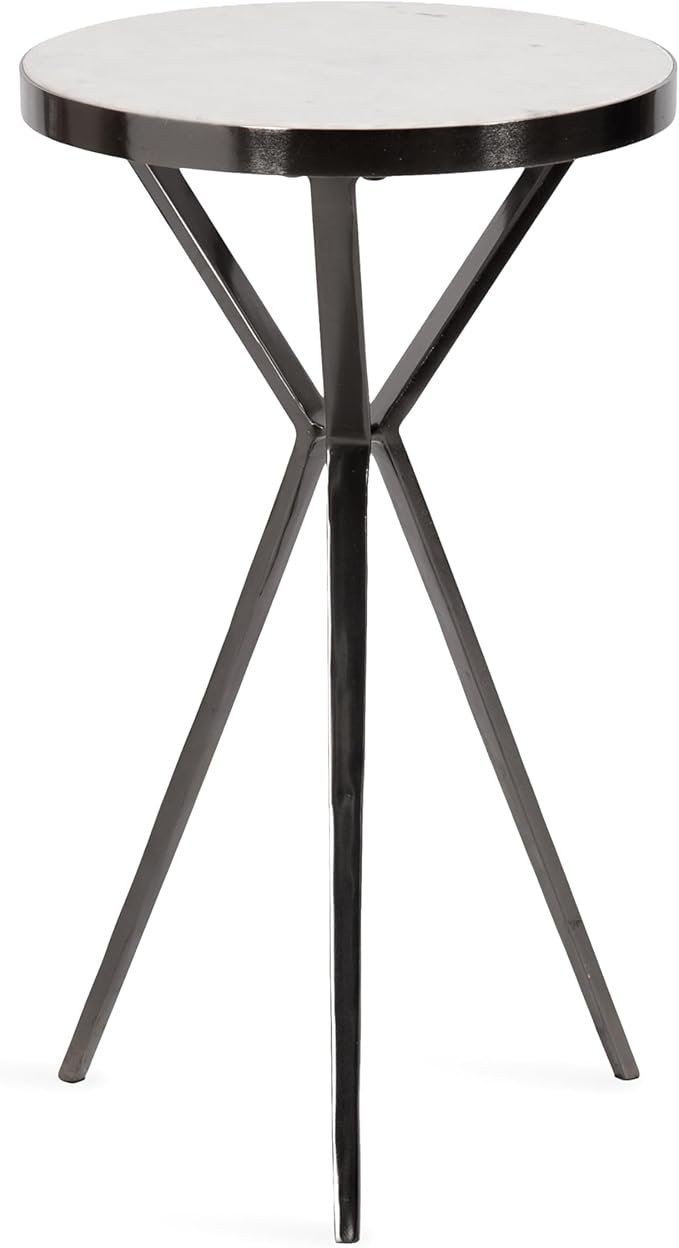 Kate and Laurel Gribben Modern Round Marble Side Table, Tripod-Base Bedside - Image 8