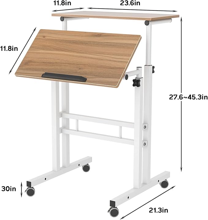 soges 23.6inches Height Adjustable Desk Laptop Desk on The Wheels, Rolling - Image 3