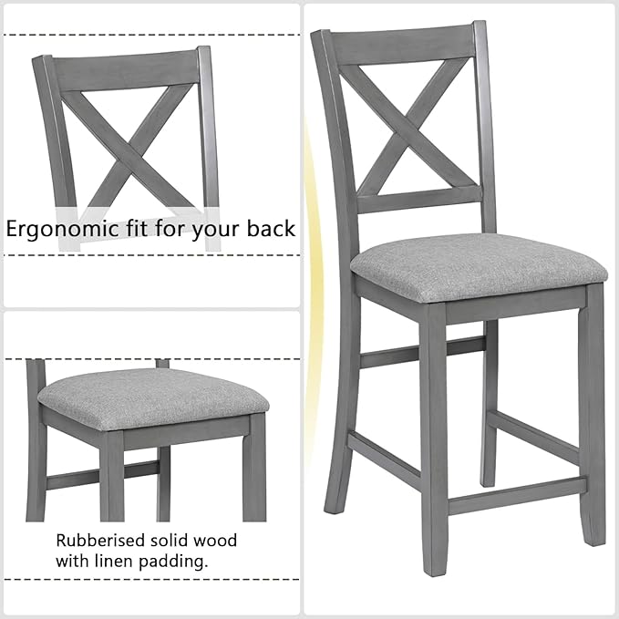 Dining Table Set for 4, Modern 5 Piece Dining Room Table Set - Image 3