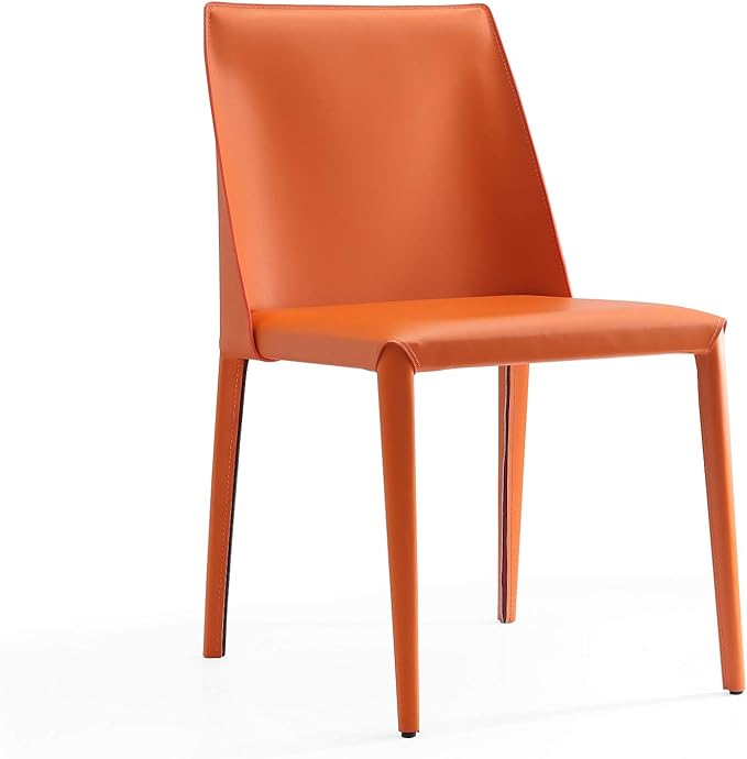 Manhattan Comfort Paris Modern Saddle Leather Dining Chairs, Metal Frame - Image 8