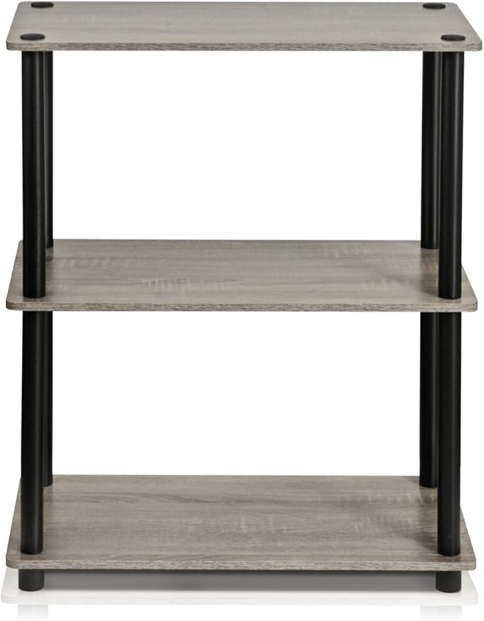 Furinno Turn-N-Tube Display Rack, 3-Tier Single, French Oak Grey/ Black - Image 3