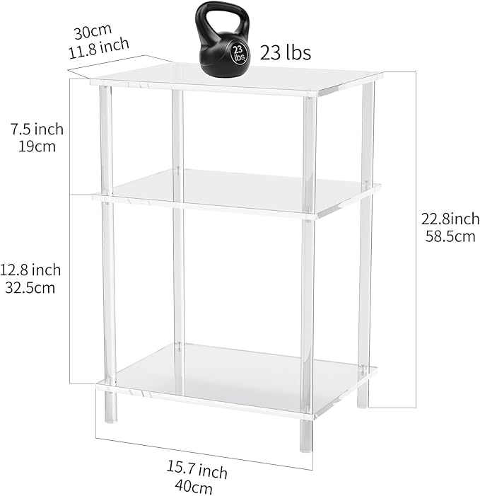 Acrylic Side Table Clear 3-Tier End Table - Image 2