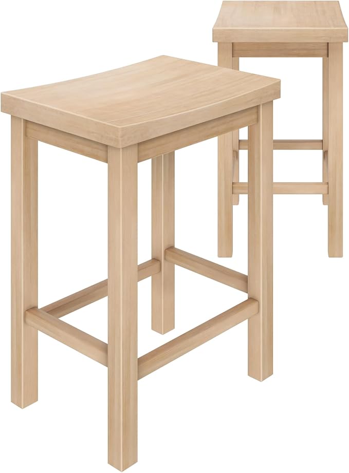 Grain & Grove Smith Collection Set of 2 Solid Wood Counter Height Bar Stools - Image 3