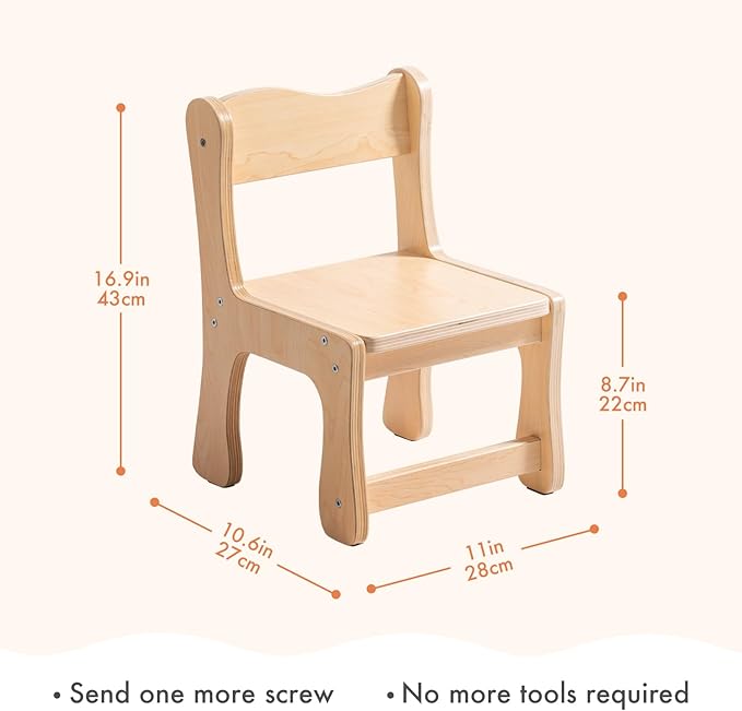 ROBUD Wooden Toddler Chair Wood, Kids Chair Set of 2, Sturdy Kids Chairs - Image 3