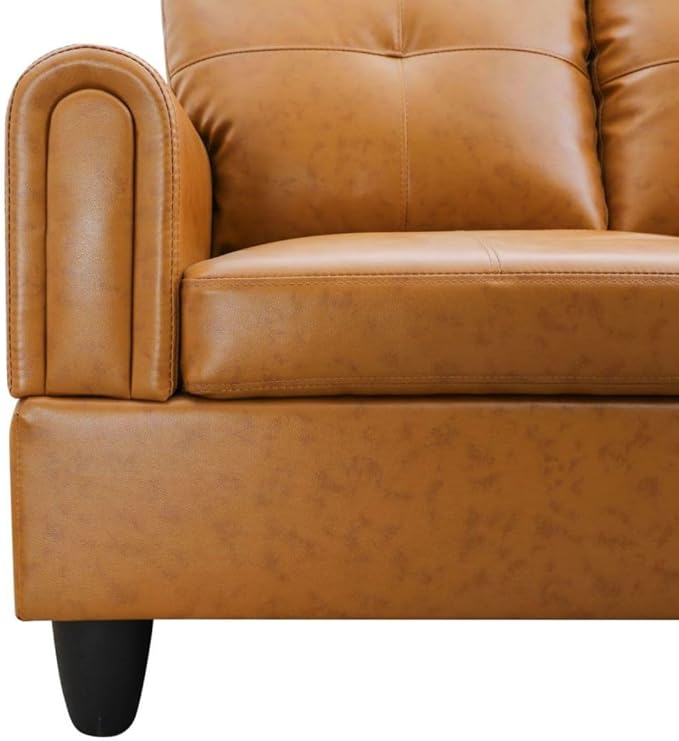 Ginger L-Shaped 3-Piece Faux Leather Sofa - Image 4