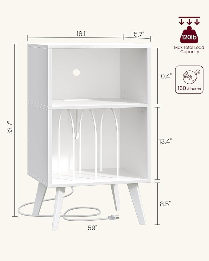 Record Player Stand, 3-Tier Side End Table - Image 2