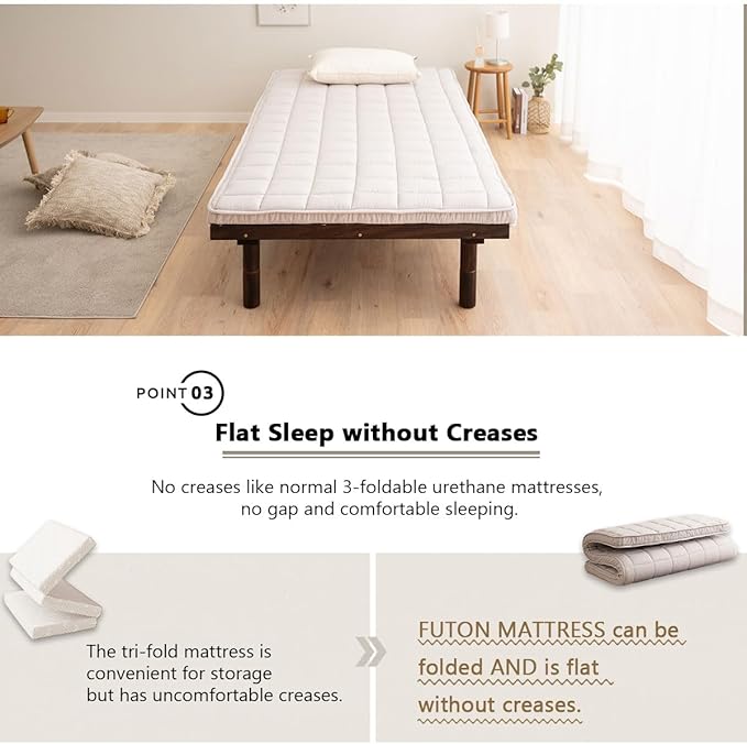 EMOOR Japanese Padded Futon Mattress Machi Twin Gray, Gusset Foldable Storable - Image 6