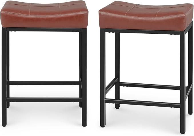 Athena Collection Counter Height Bar Stools Set of 2, 26 Inches Saddle Bar by AthenaCollectionFurniture