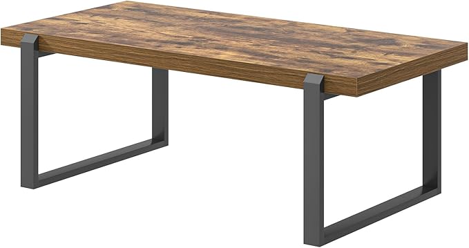 EXCEFUR Modern Coffee Table, Industrial Wood and Metal Center Table, Cocktail - Image 9
