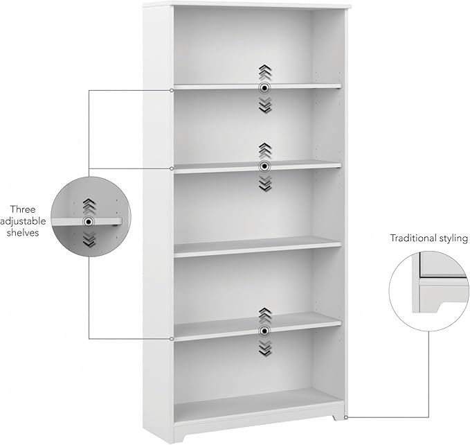 Bush Furniture Tall 5 Shelf Bookcase, Large Open Bookshelf, Sturdy Display - Image 5