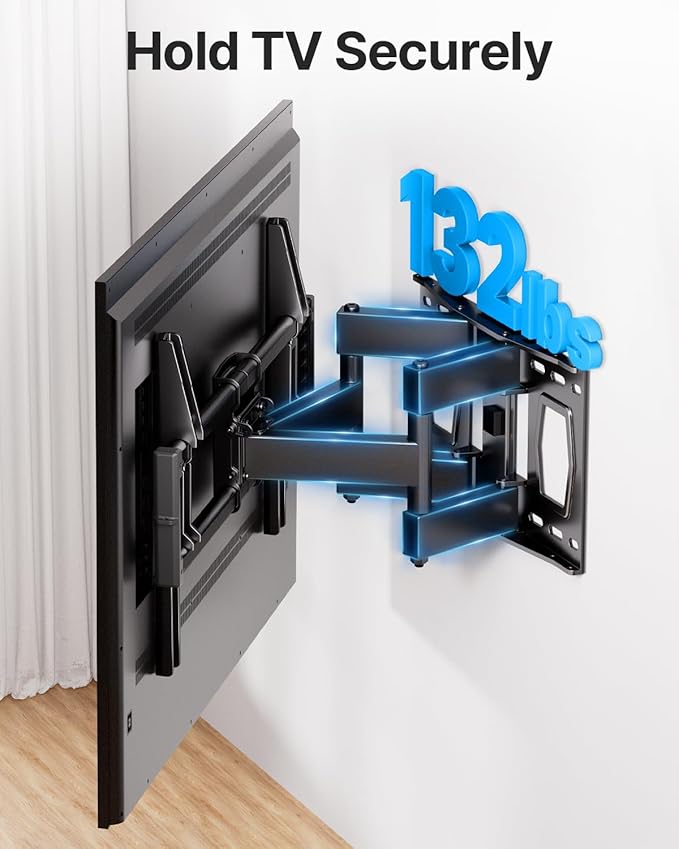 Full Motion TV Wall Mount for 37-85 Inch TVs Mounts Up to 132lbs, Fit 16" Wood - Image 6