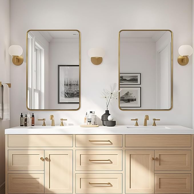 ANDY STAR 48x32 Inch Gold Bathroom Mirror, Brushed Gold Mirrors - Image 9