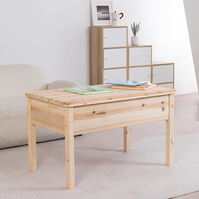 BIRASIL Wooden Kids Table with Storage, Sensory Tables with Folding Lid - Image 7
