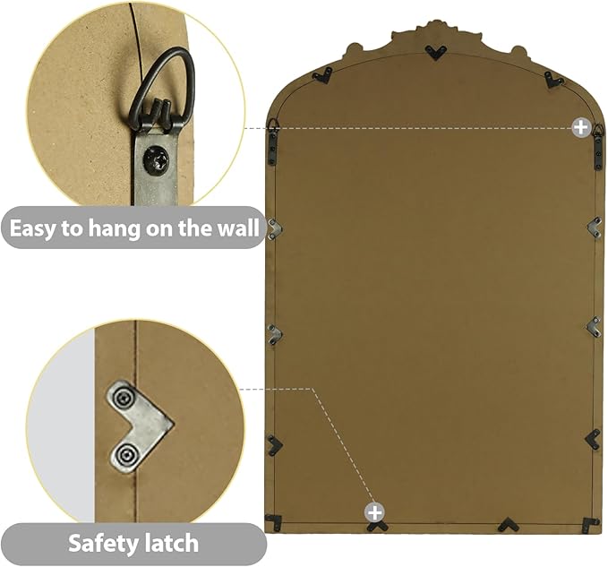 Gold Vintage Mirror, Arched Antique Mirror - Image 6