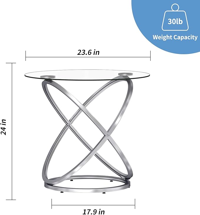 OIOG Glass Round End Table, Modern Contemporary Side Table - Image 2