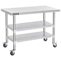 DuraSteel Stainless Steel Work Table 24" x 48" x 34" Height w/ 4 Caster Wheels by DuraSteel