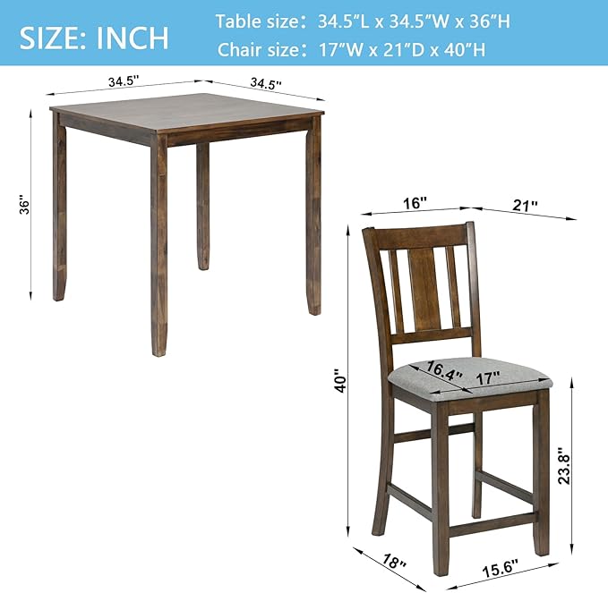 KEIKI 5-Piece Counter Height Dining Table Set - Image 3