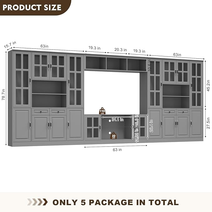 4-Piece Wall Unit TV Stand - Image 7