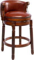 Cow top Leather Wooden Bar Stools, 180 Degrees Swivel Barstools Chair by AULIFE