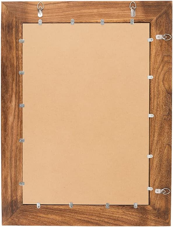 YOSHOOT Rustic Wooden Framed Wall Mirror, Natural Wood Bathroom Vanity Mirror - Image 3