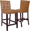 HomePop 24" Upholstered Button Tufted Leatherette Counter Height Barstool Chairs by HomePop