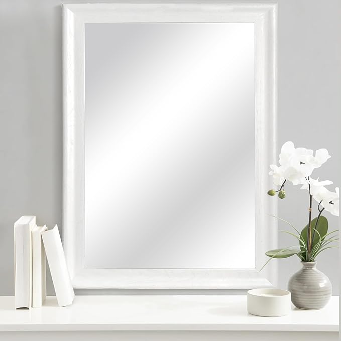 CULER White Wood Wall Mirror for Bathroom, Rectangle Rustic Large 30 x 40 inch - Image 2