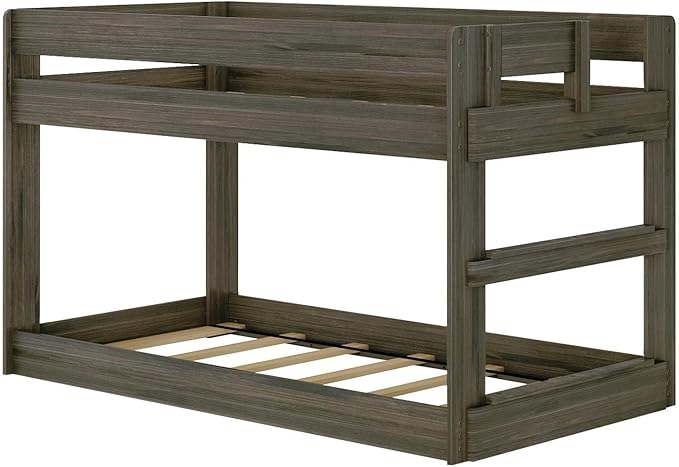 Max & Lily Modern Farmhouse Low Bunk Bed, Twin-Over-Twin Bed Frame - Image 4