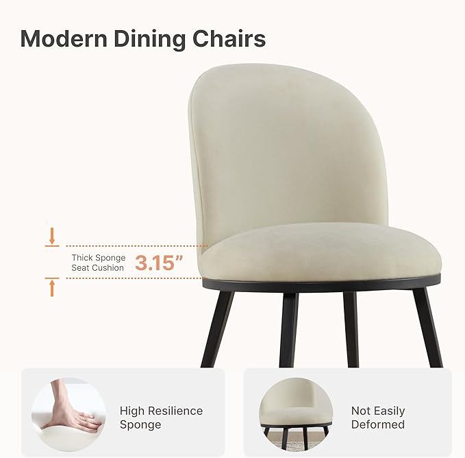 Dining Chairs Set of 2, Fabric Upholstered Dining Room Chairs - Image 3