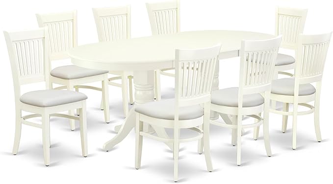 East West Furniture VAVA9-LWH-C 9 Piece Dining Set Includes an Oval Dining Room by EastWestFurniture