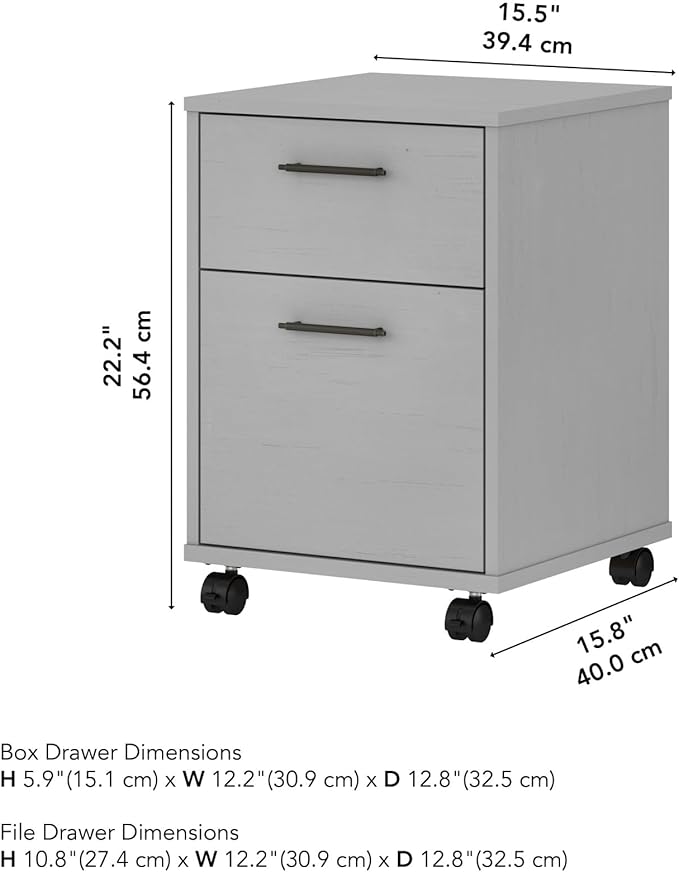 Bush Furniture Key West 2 Drawer Rolling File Cabinet in Cape Cod Gray Mobile - Image 3
