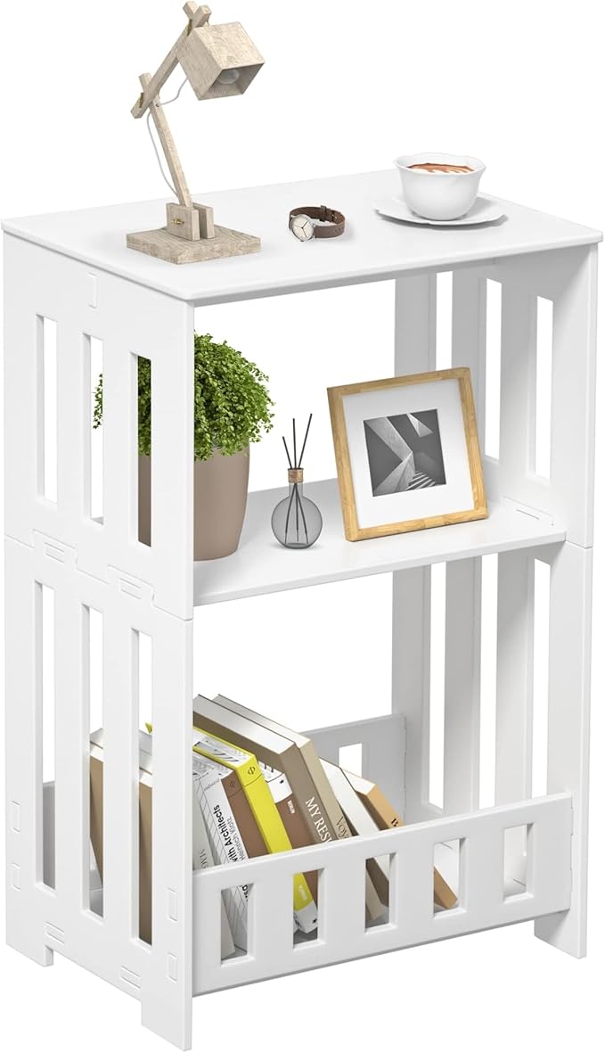 3 Tier Side Table Night Stand, Narrow End Table by HAYOFAMY