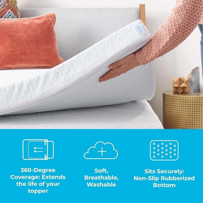 Linenspa 4 Inch Gel Swirl Memory Foam Topper + Cover-Contouring Comfort-Gel - Image 5
