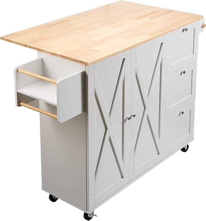 VEVOR Kitchen Island Cart, 45.3x39 inch Rolling Kitchen Table, Mobile Carts - Image 9