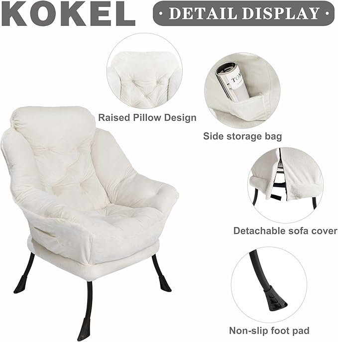 Lazy Chair with Folding Ottoman, Living Room Chairs, Accent Contemporary Lounge - Image 4