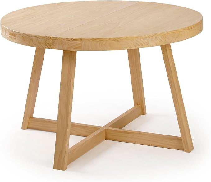 Plank+Beam Round Dining Table, 47 Inch Solid Wood Kitchen Table, Farmhouse - Image 3
