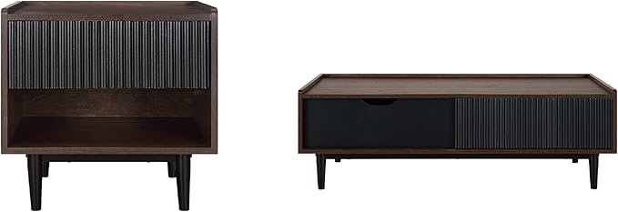 Manhattan Comfort Duane Mid Century Modern Ribbed Nightstand and Coffee Table by ManhattanComfort