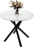White Marble Round Dining Table by Unknown