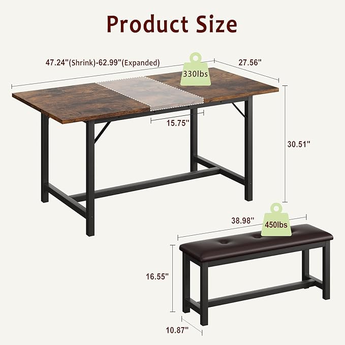 GarveeHome Dining Table Set for 4-6, Kitchen Table Set for Apartment, Small - Image 8
