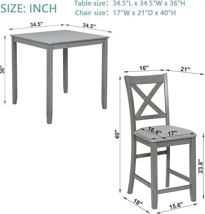 KEIKI 5-Piece Counter Height Dining Table Set - Image 3