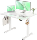 Claiks Glass Standing Desk, 40x24 Inch Small White Stand Up Desk Electric by CLAIKS