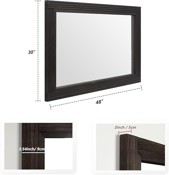 YOSHOOT Hand-Made Wooden Spliced Wall Mirror - Image 4