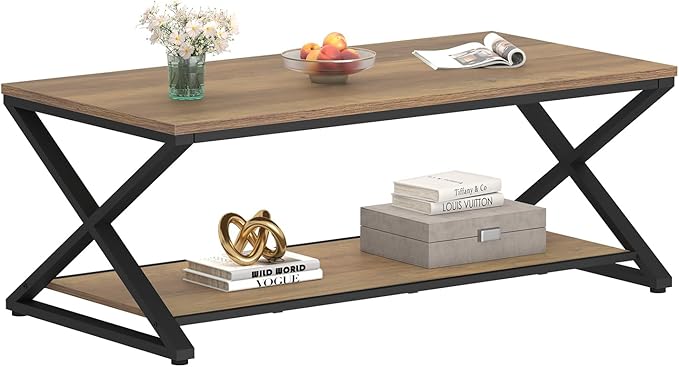 HSH Rustic Wood Coffee Table, Modern Farmhouse Living Room Table, Minimalist - Image 9