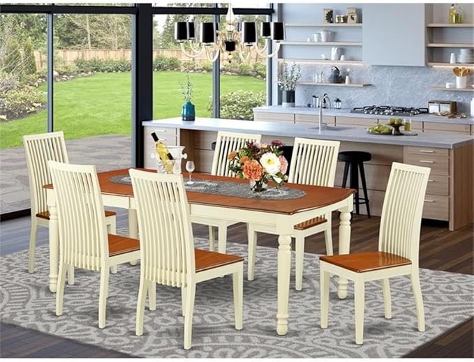 East West Furniture DOIP7-BMK-W 7 Piece Modern Dining Table Set Consist of a - Image 2