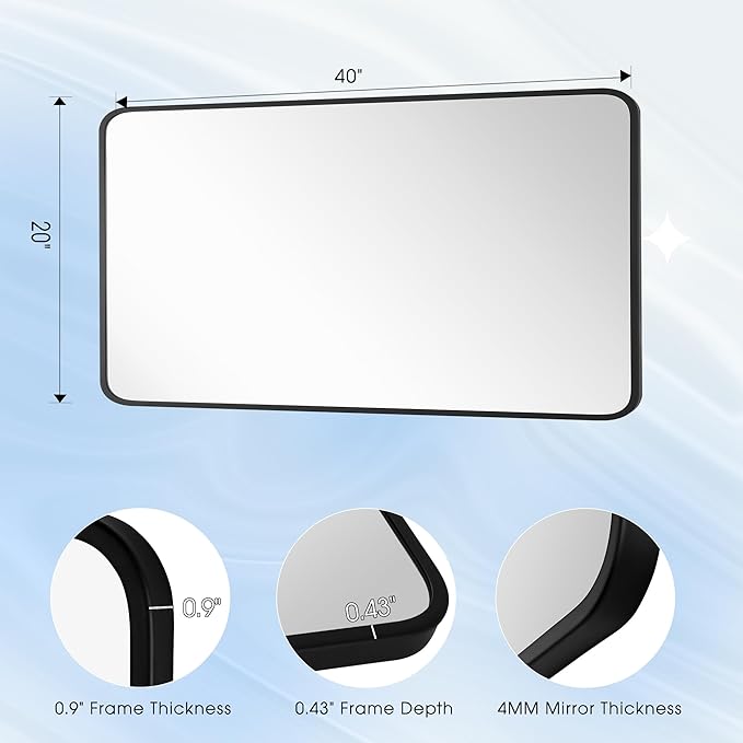 20x40 Inch Rectangle Bathroom Mirror - Image 8