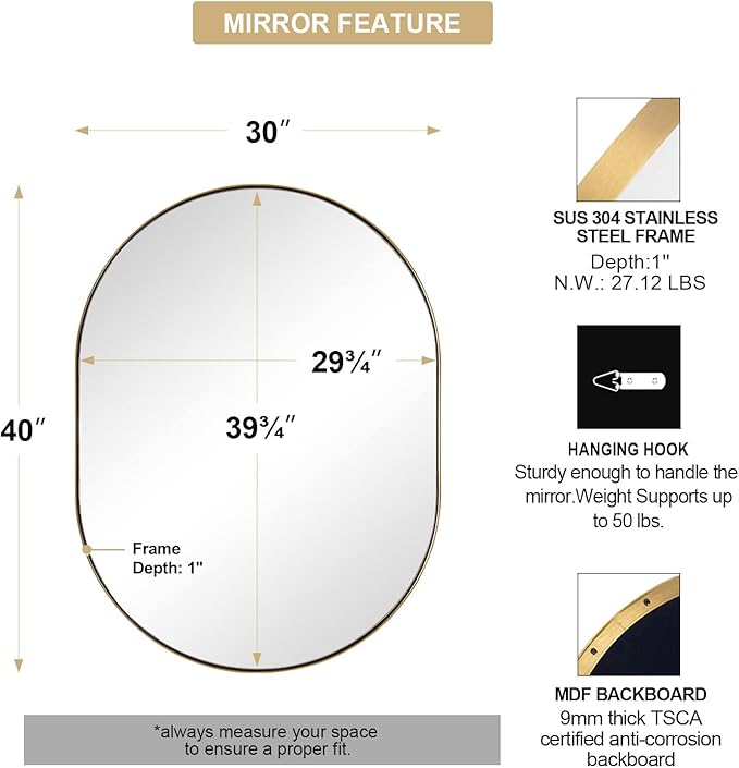 ANDY STAR Brass Bathroom Mirror - Image 2